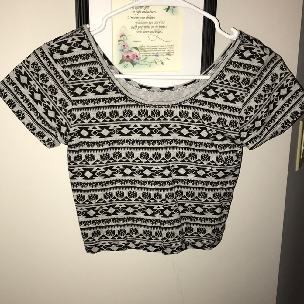 Grey and black crop top
